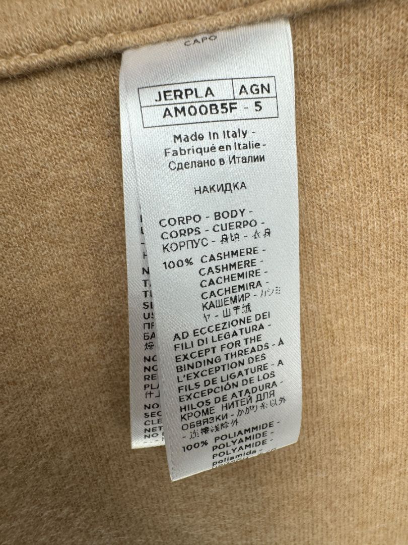 Agnona Camel Cashmere Cape with Fur Trim & Hood – One Size- NEW