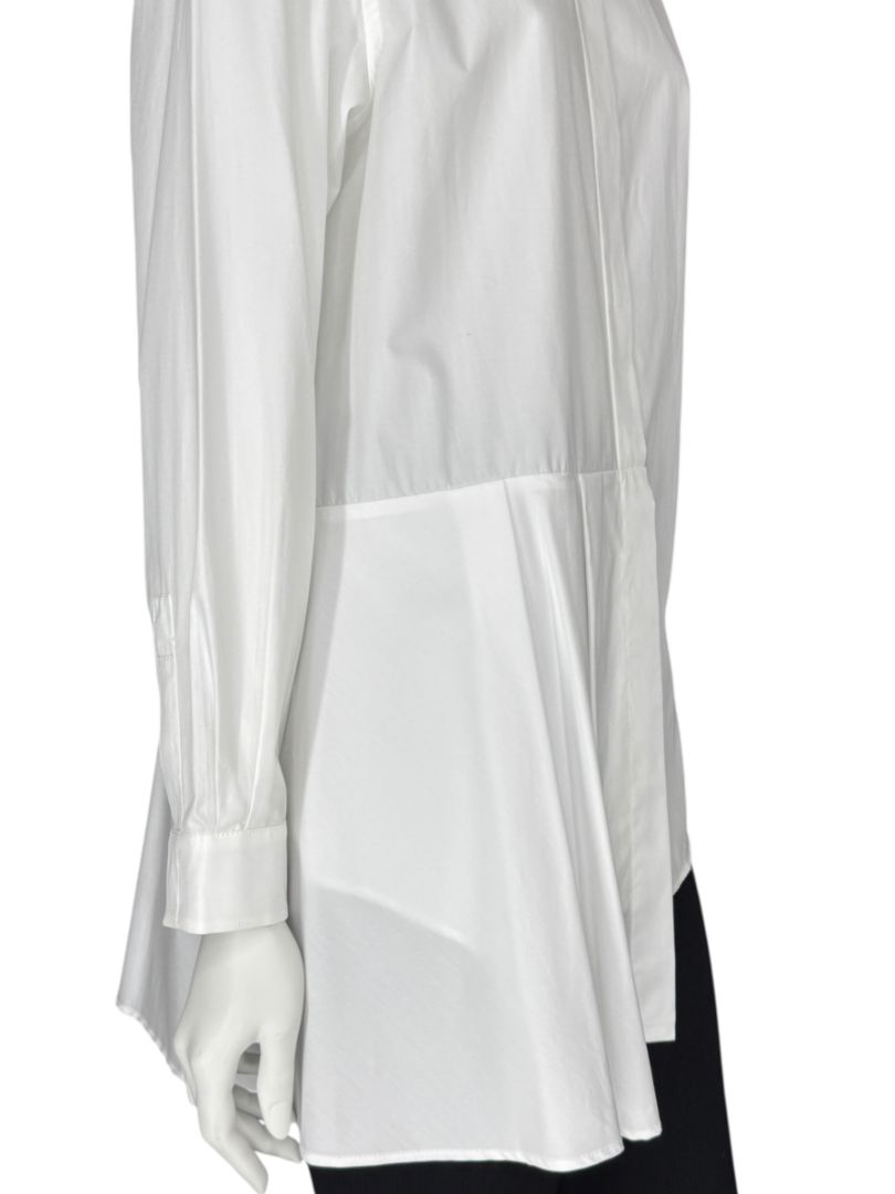 Agnona White Asymmetric Pleated Cotton Shirt – Size IT 40- NEW