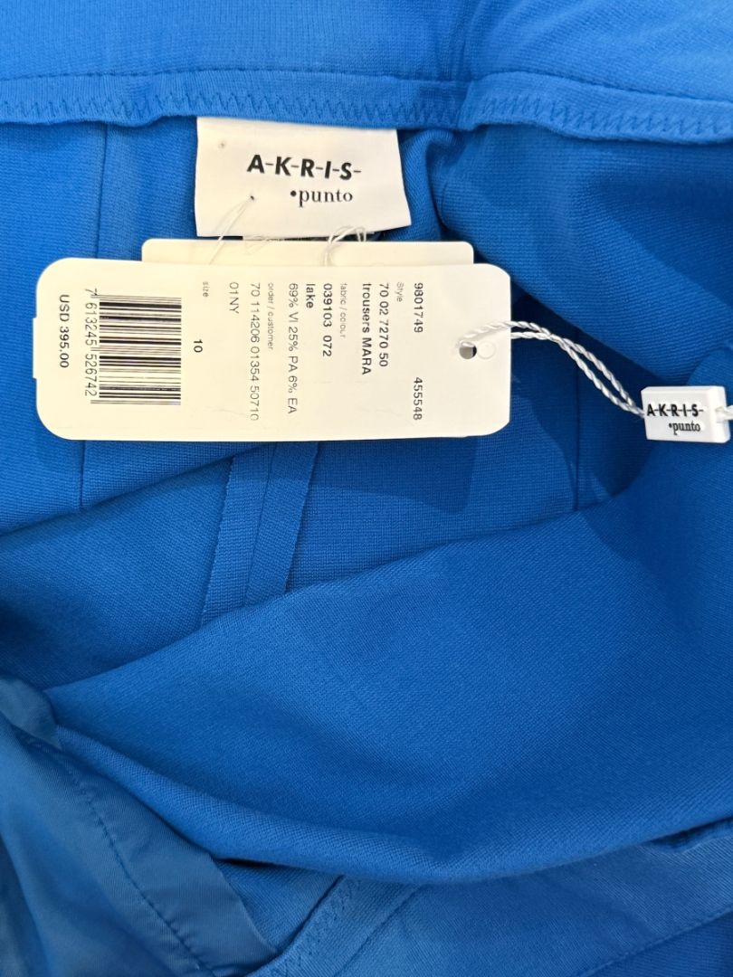 Akris Punto Lake Blue “Mara” Trousers – Size 10