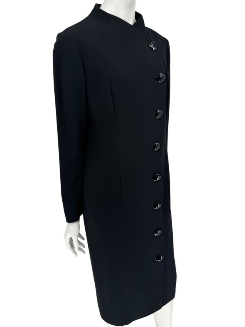 Pamella Roland Black Asymmetric Button-Front Dress - Large