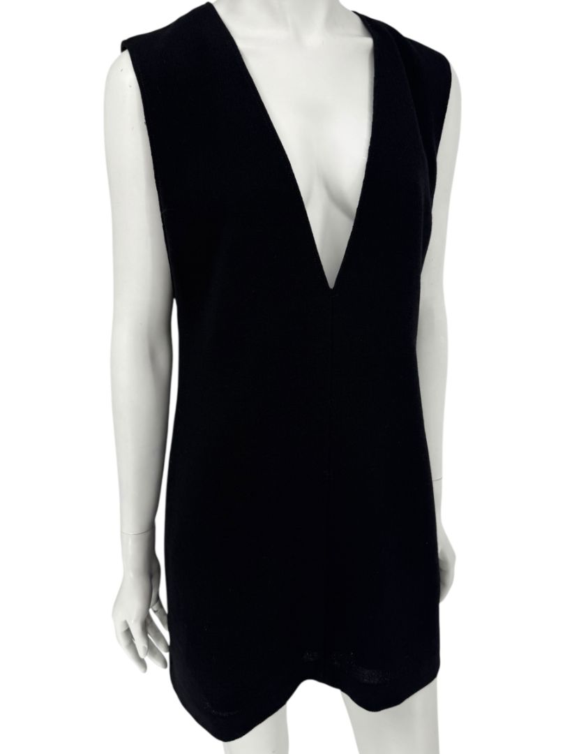 Lida Baday Black Wool Deep-V Mini Dress – Size 12
