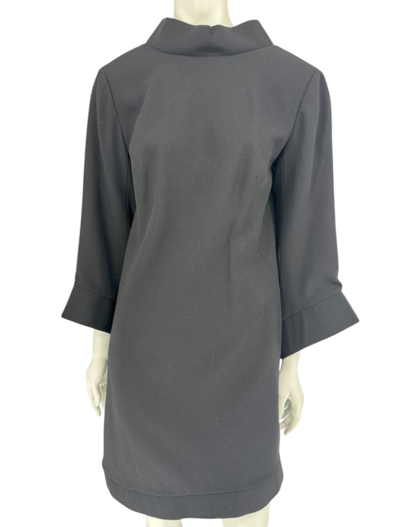 Pamella Roland Black Sculptural Shift Dress – Large