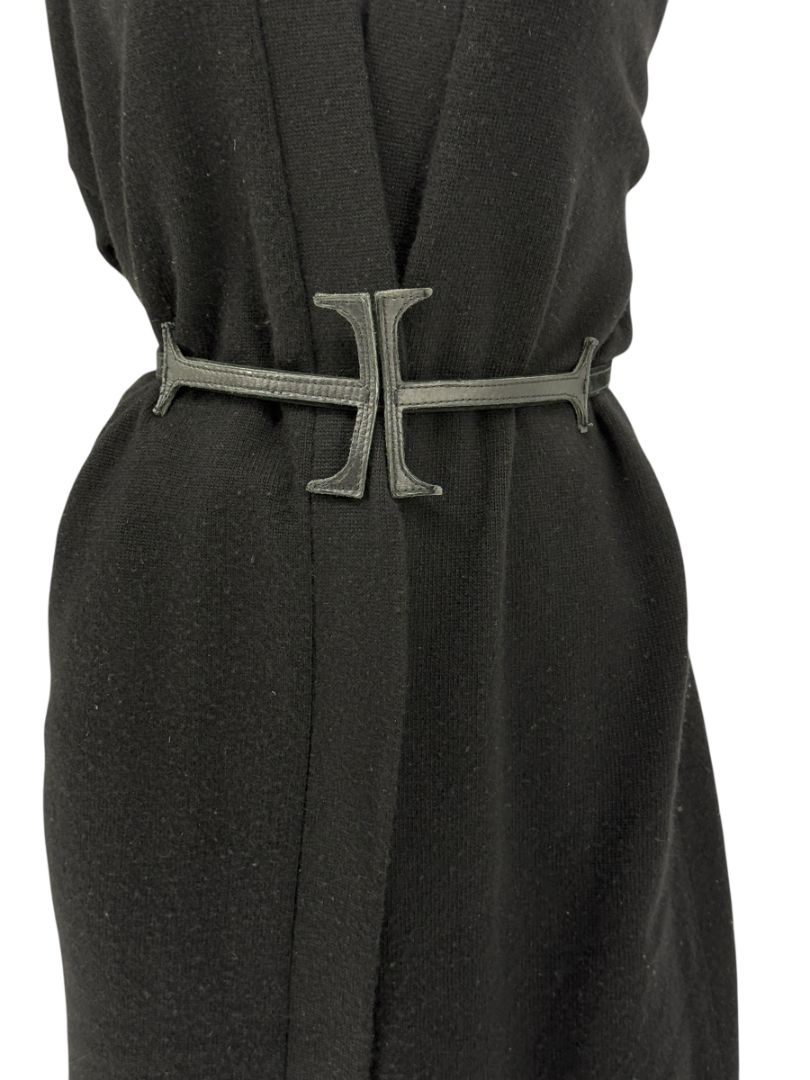 Sculptural Black Suede & Leather Waist Belt – Fits Like L/XL
