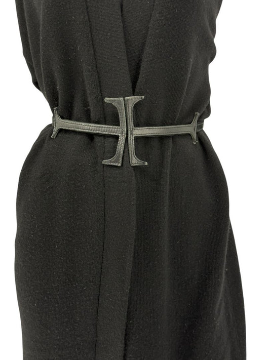 Sculptural Black Suede & Leather Waist Belt – Fits Like L/XL