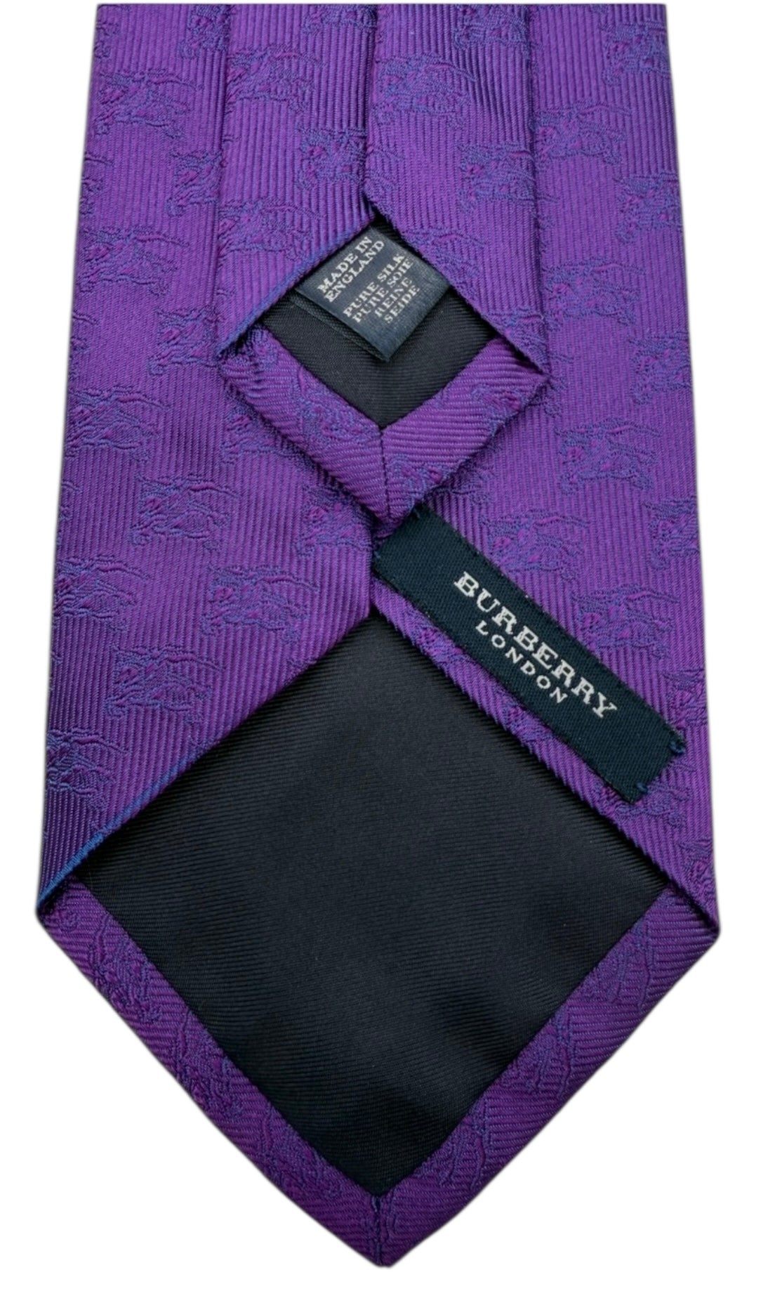 Burberry London Purple Equestrian Knight Silk Tie – Excellent Pre-Owned Condition