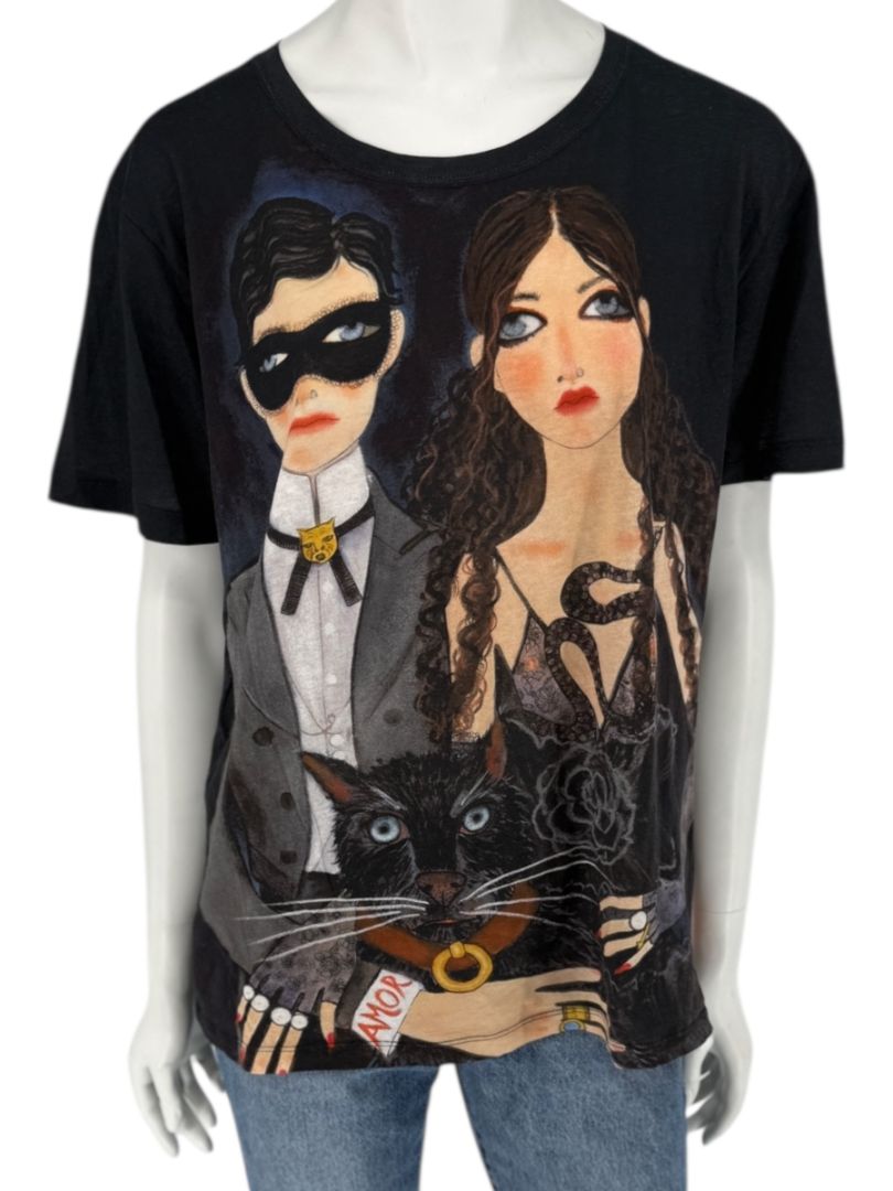 Gucci x Unskilled Worker Women’s Black Graphic Cotton T-Shirt – Size S (Mens)