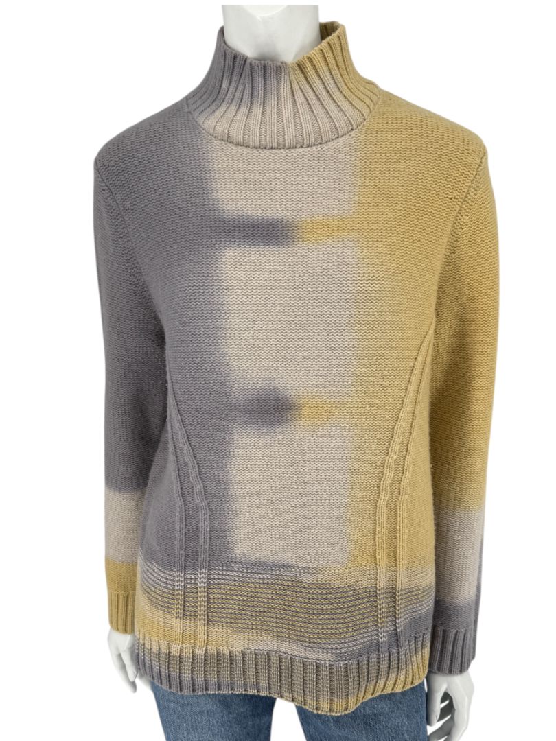Lafayette 148 New York Wool-Cashmere Ombre Mock Neck Sweater – Size L