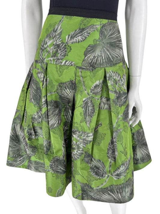 Oscar de la Renta Green Floral Silk Skirt – Fall 2008 - Size 16