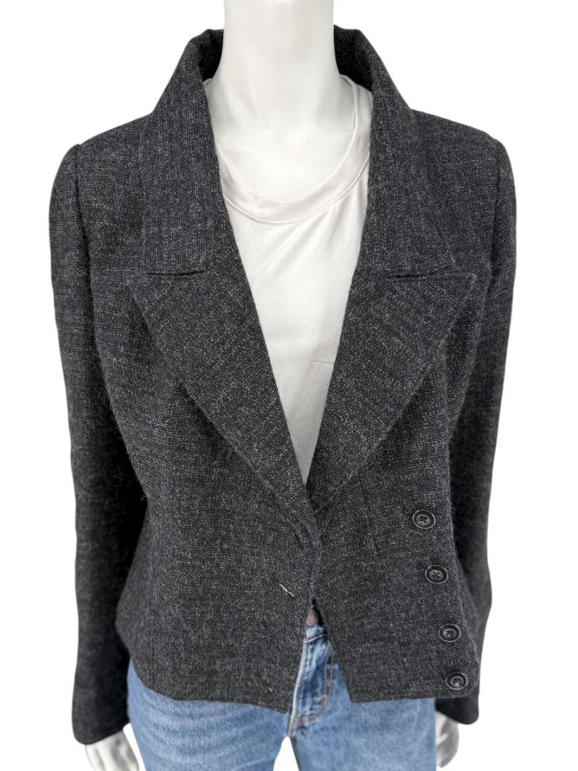 Ron Leal Charcoal Alpaca-Linen Tailored Jacket – Size 12