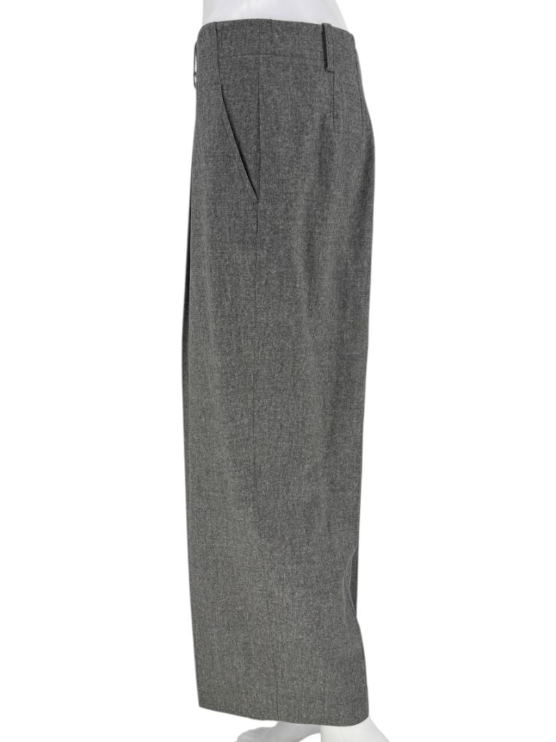 Lafayette 148 New York Gray Wool-Cashmere Wide-Leg Trousers – Size 10
