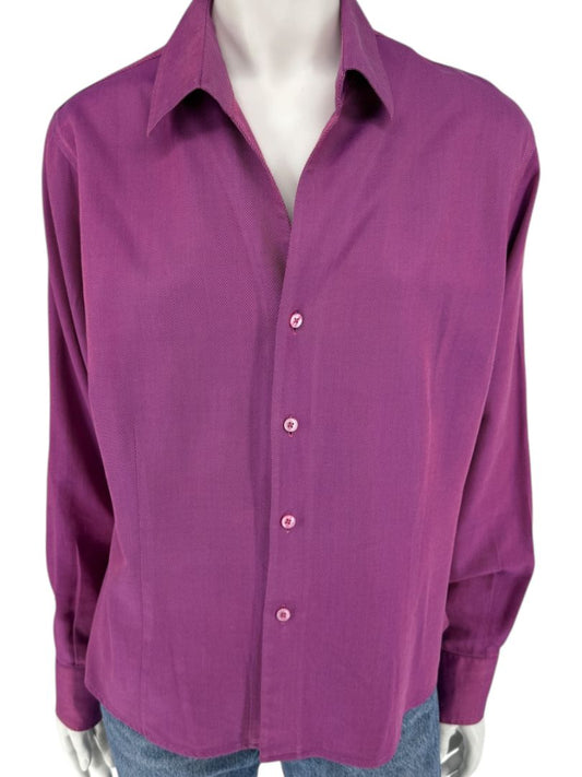Craig Taylor Purple Egyptian Cotton Button-Front Blouse – Size XL