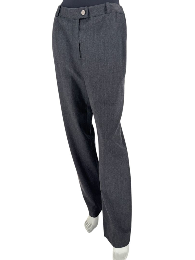 Chanel Charcoal Wool-Blend Straight-Leg Trousers – Size 42