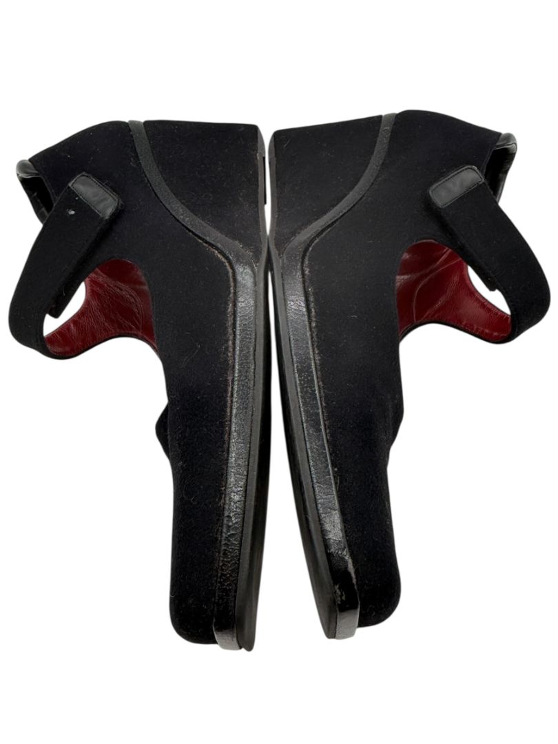 Donald J Pliner Black Stretch Fabric Mary Jane Wedge Shoes – Size 9.5