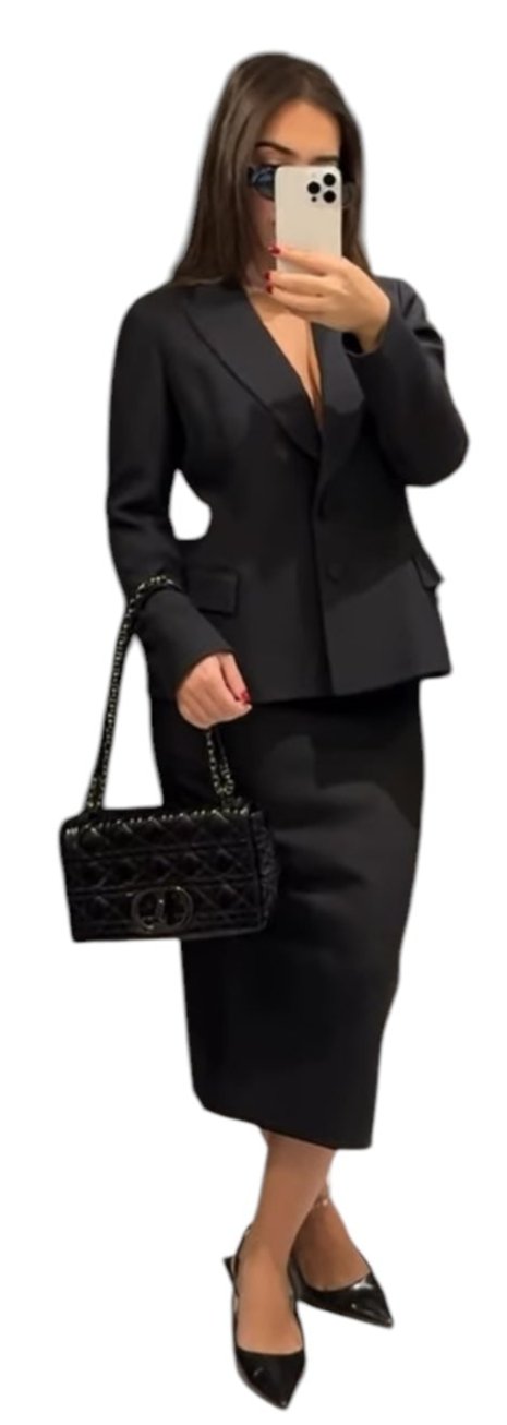 Brand New With Tags Christian Dior Skirt Suit in Black - Size 44