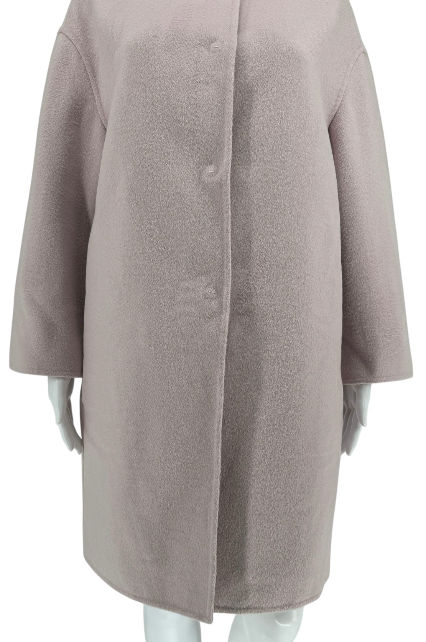 PRADA Collarless Coat Virgin Wool Angora Cashgora Pink Double-faced-Size 42