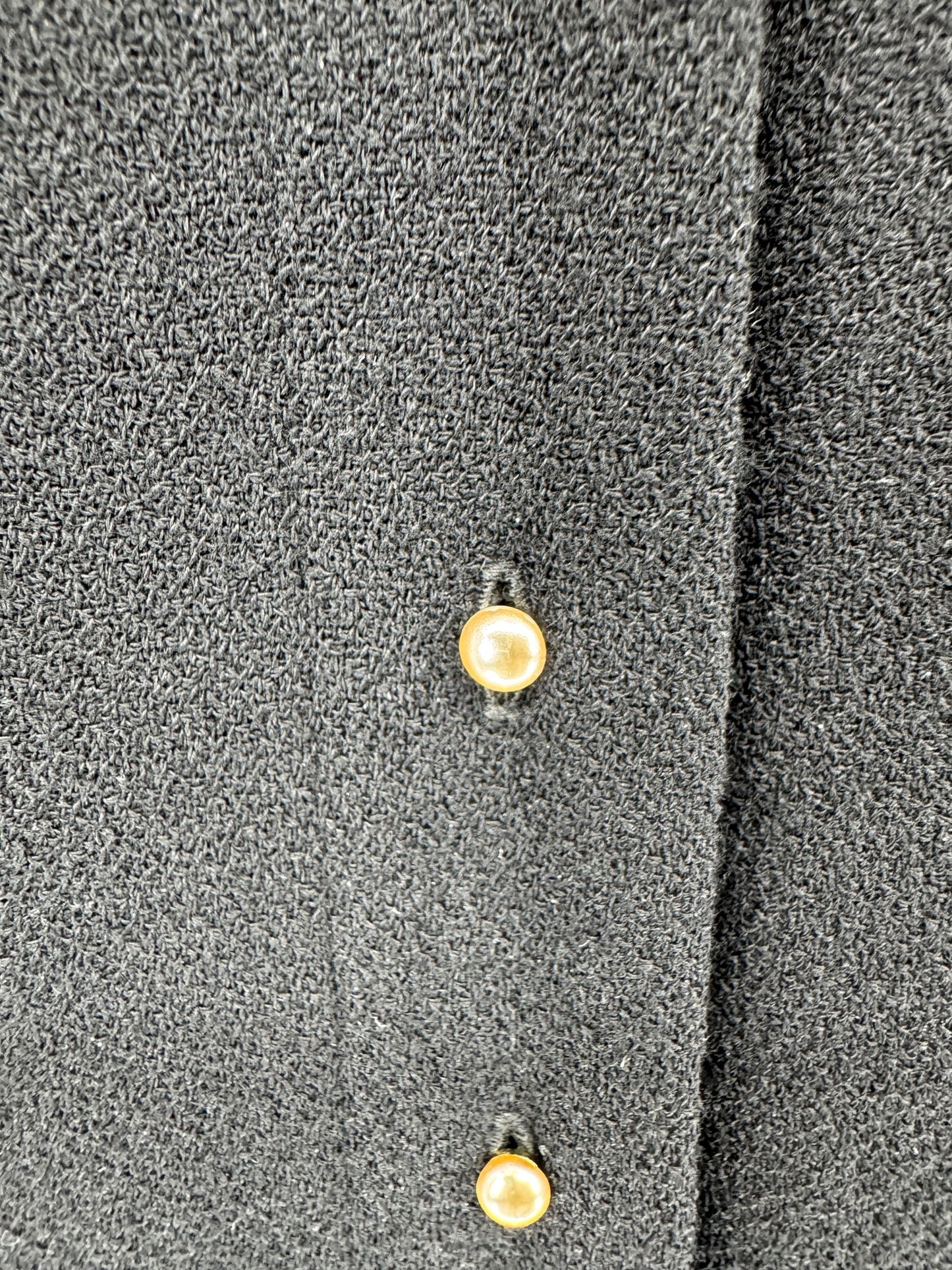 Chanel F/W 02 Long Black Wool Jacket Pearl Buttons - Size 44