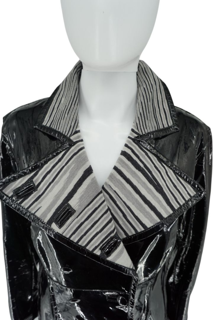 Missoni Black Patent Leather Trench Coat – Size 46