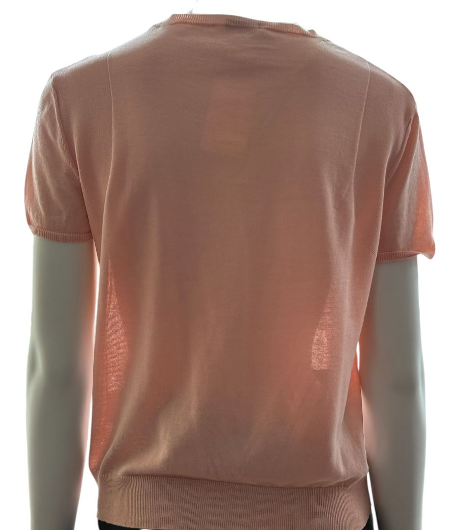 Chanel Peach Knit Logo Tee – Size FR 42 (US 8/10)