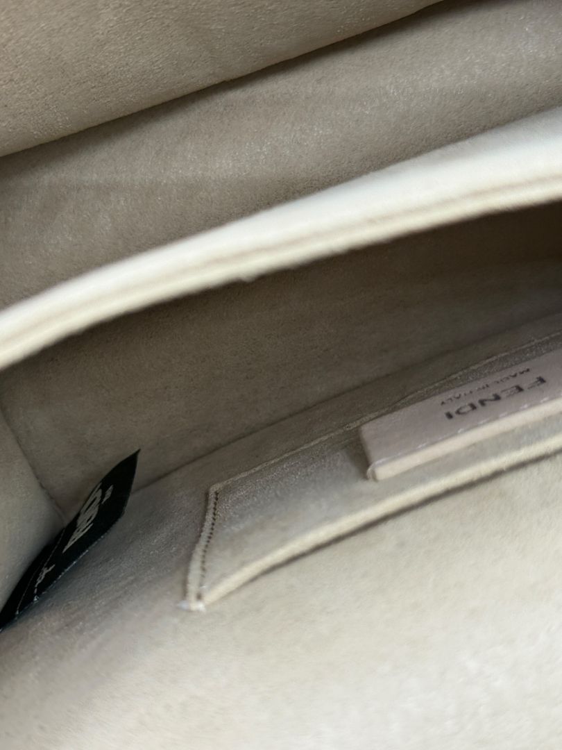 Fendi “Kan I” Small Scalloped Pearl Stud Shoulder Bag