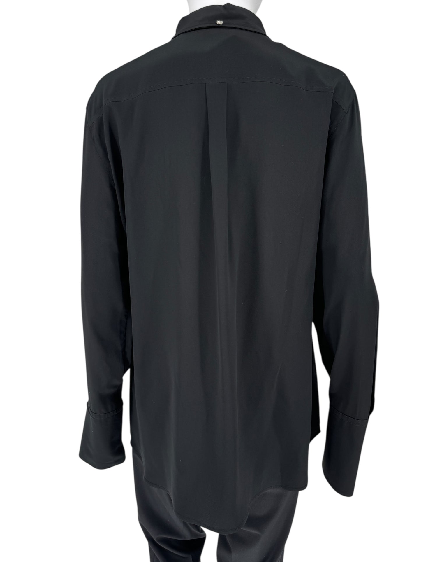 Sportmax Black Silk-Blend Concealed Placket Shirt – Size US 10 / IT 44