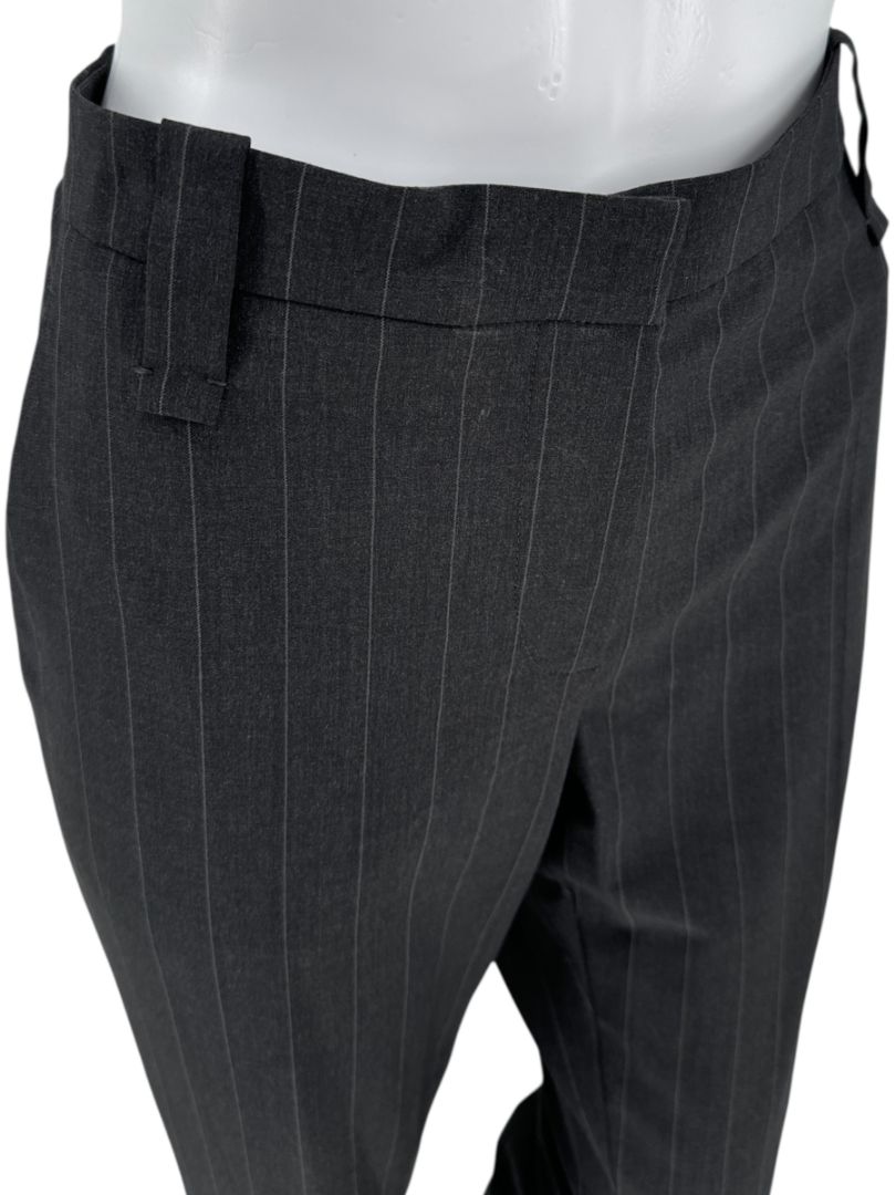 Brunello Cucinelli Charcoal Pinstripe Wool Pants with MONILI Trim – Size IT 46 / US 10