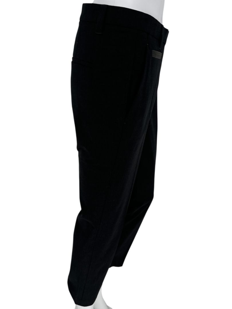 Brunello Cucinelli Charcoal Wool Tapered Trousers with MONILI Trim – Size IT 46 / US 10