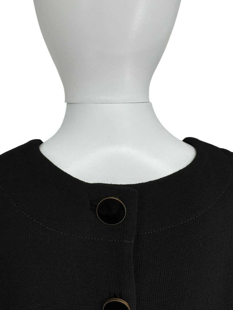 Lela Rose Black Short-Sleeve Button-Back Dress - Size 10