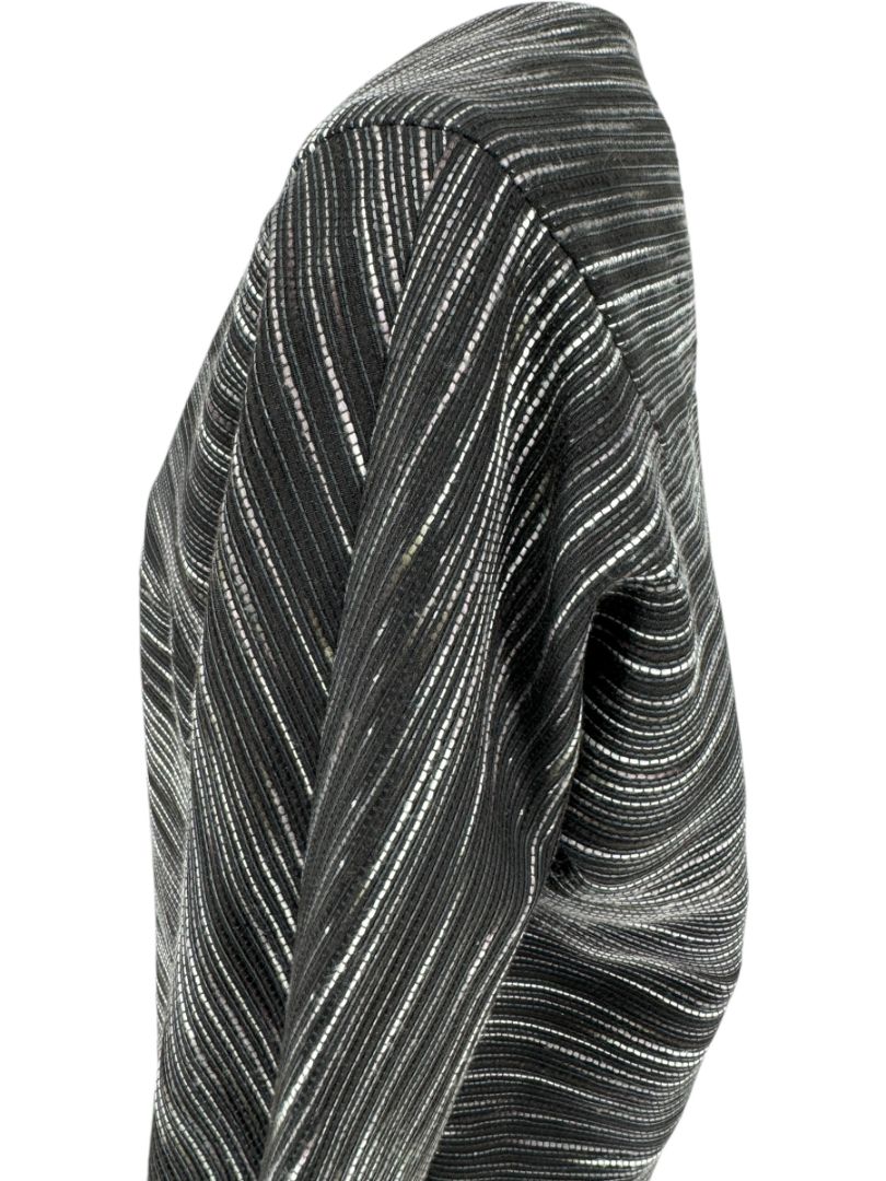 Pamella Roland Black Metallic Striped Open Jacket – Large