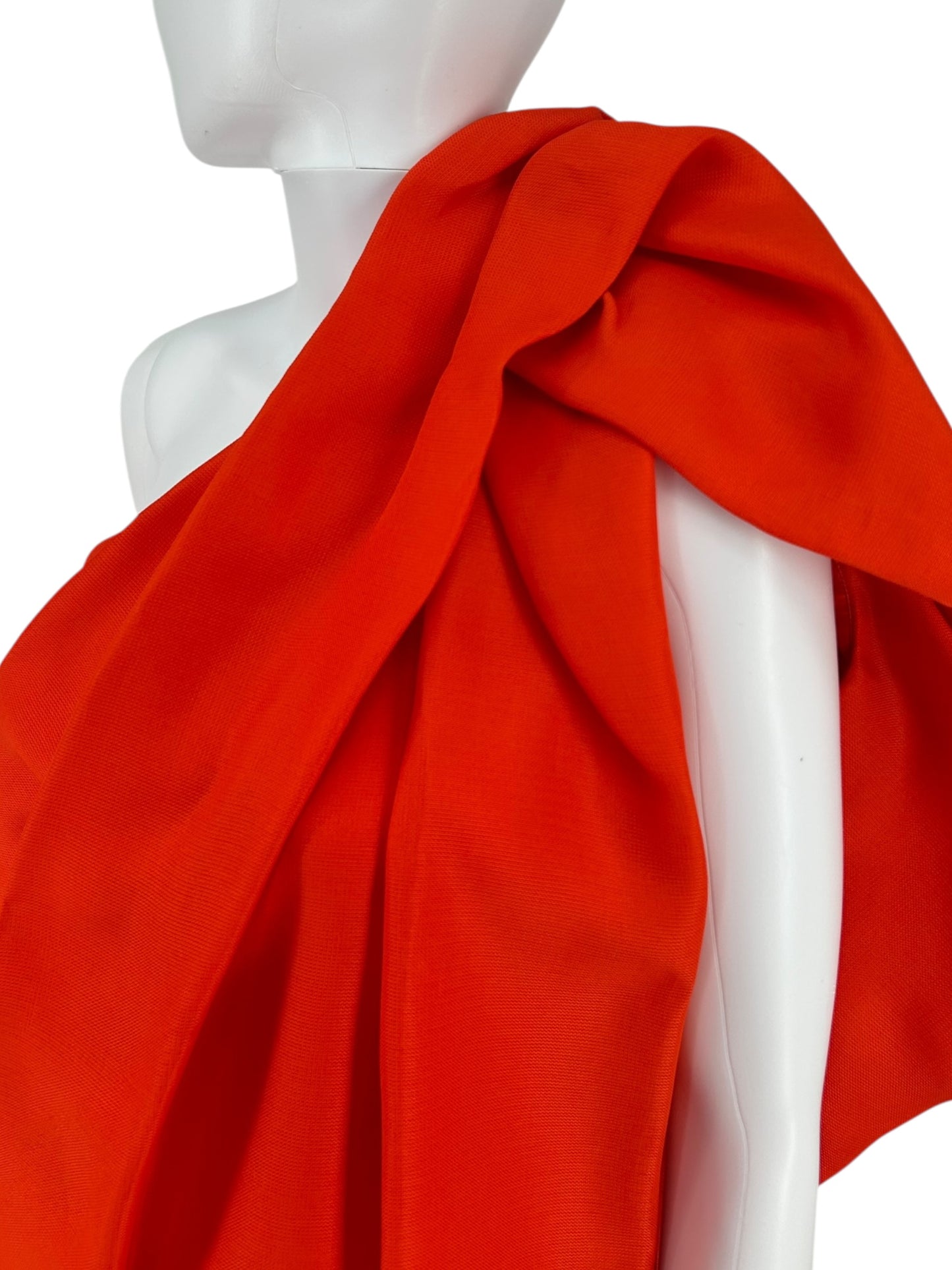 Lanvin 2009 Sculptural One-Shoulder Red Silk Dress – Large