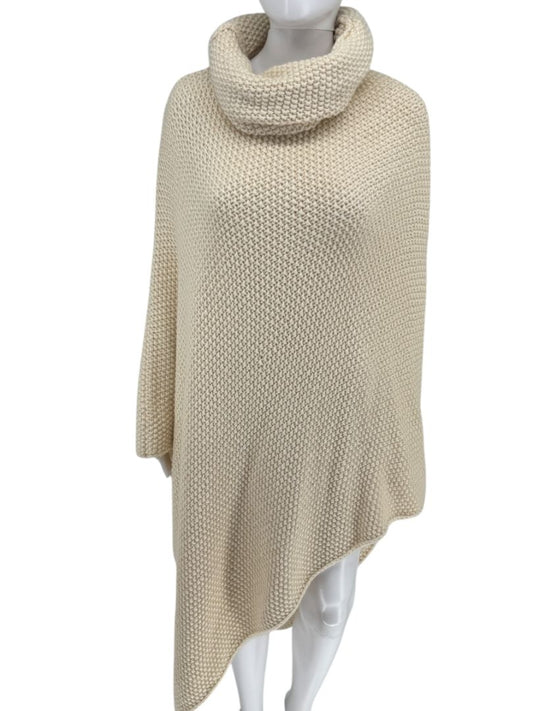 Pamella Roland Cream Hand-Knit Asymmetrical Turtleneck Sweater – O/S