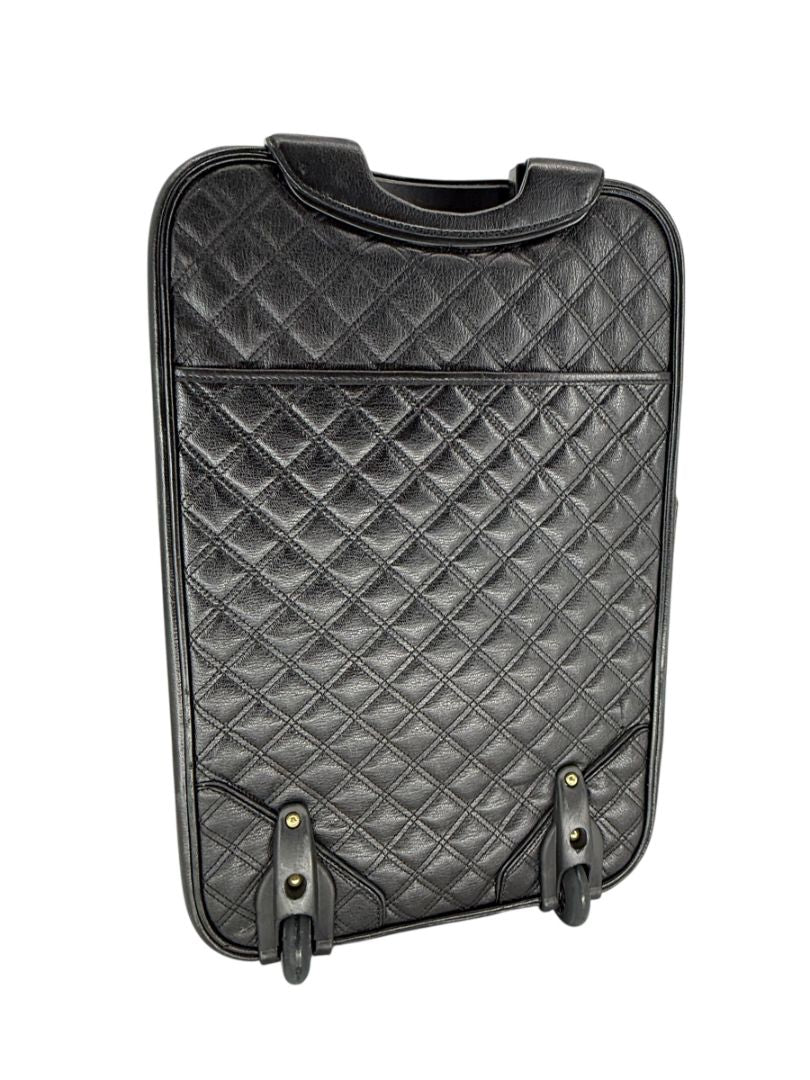 Marc Jacobs Quilted Black Leather Carry-On Suitcase – 20.8" x 14.2" x 8.3"