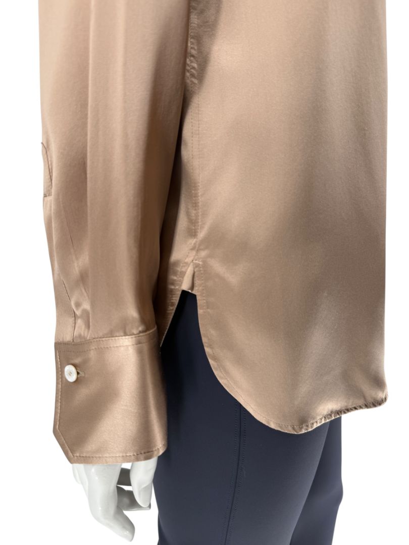 Brand New Kiton Bronze Silk Bow Blouse – Size 46