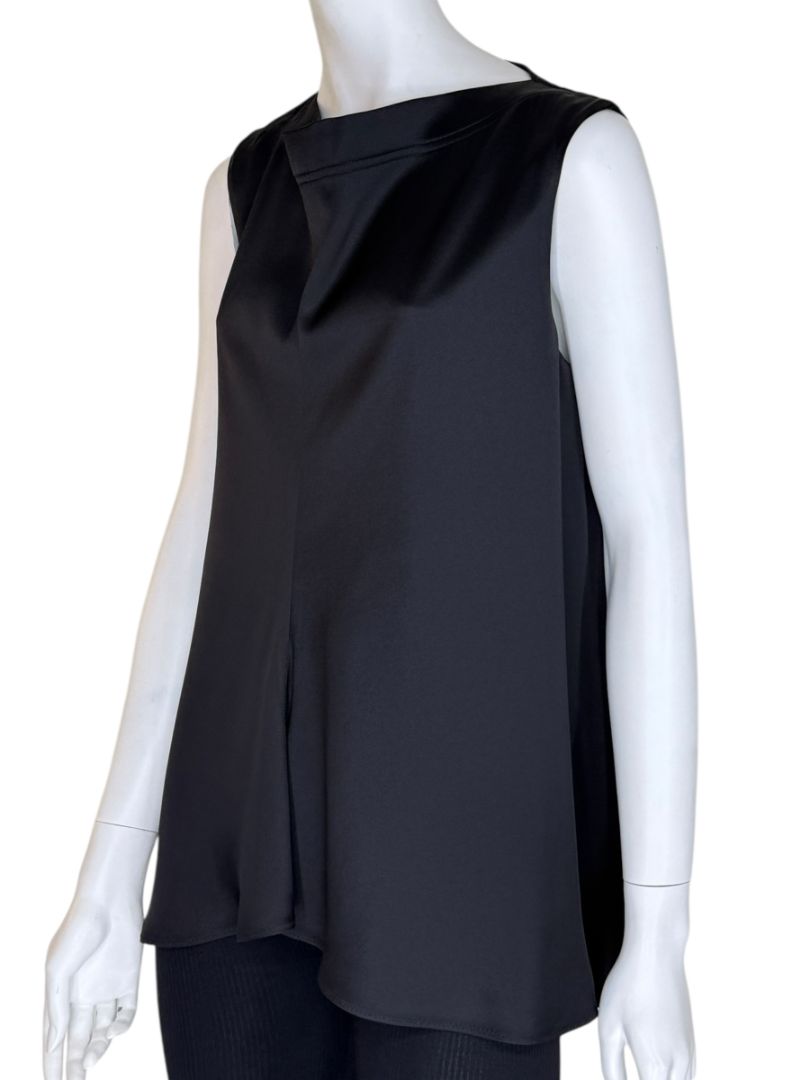 Celine Black 100% Silk Sleeveless Tunic Top - Size 42 FR