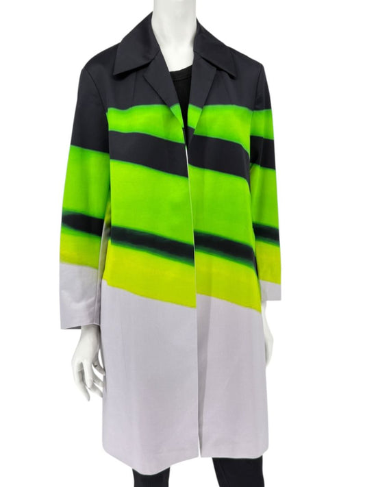 Dries Van Noten Black/Green Coat with Notched Lapels - FR 34