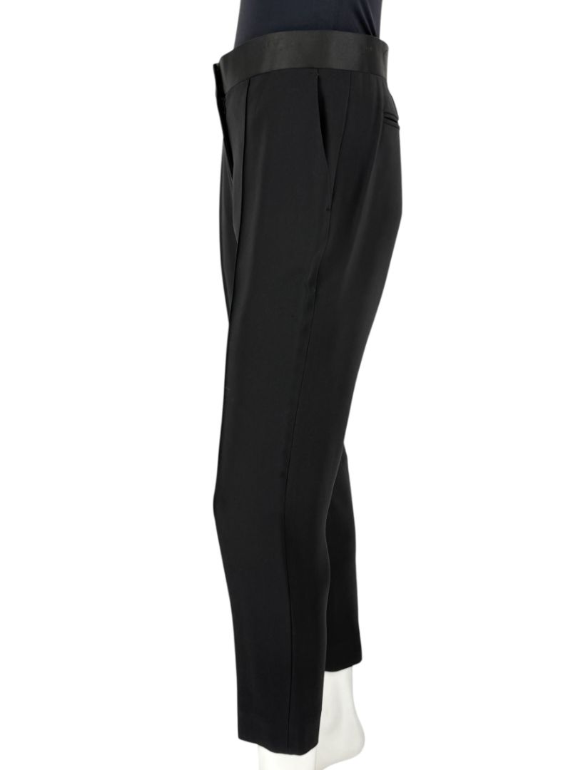 Celine Black Viscose Blend Tuxedo Pants with Satin Waistband – Size FR 40 / US 8
