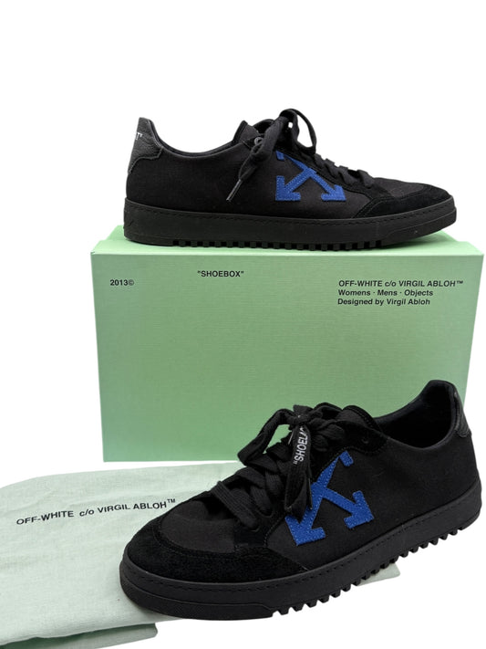 Off-White 2.0 Low Top Sneakers in Black &amp; Blue Suede – Men’s Size 42 EU