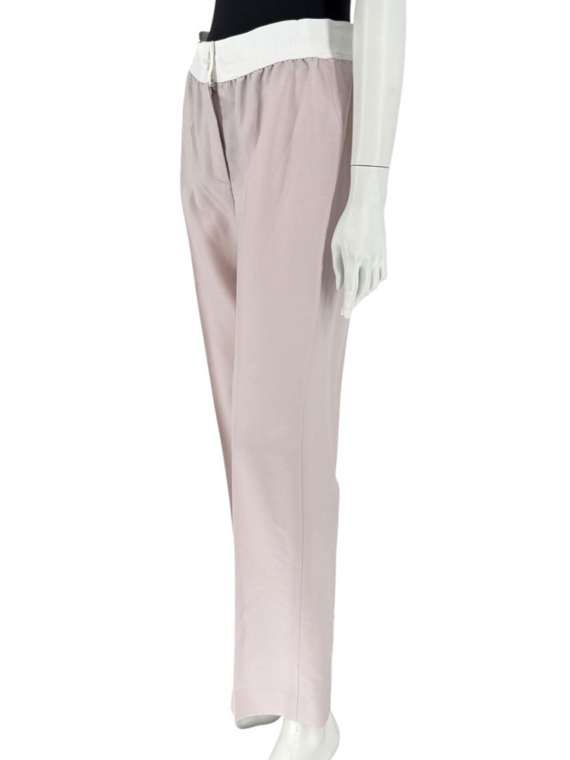 Pamella Roland Pale Pink Pants with White Logo Waistband – Large