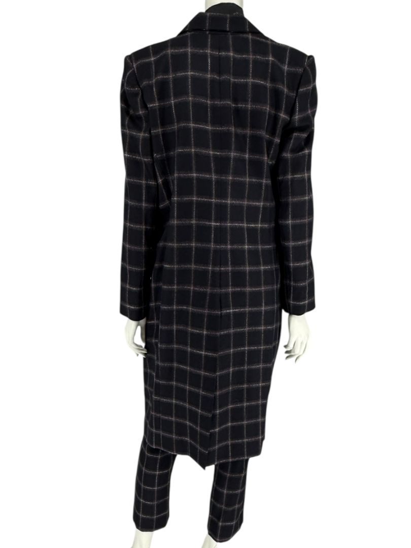 Pamella Roland Black & Gray Windowpane Plaid Pantsuit – Large