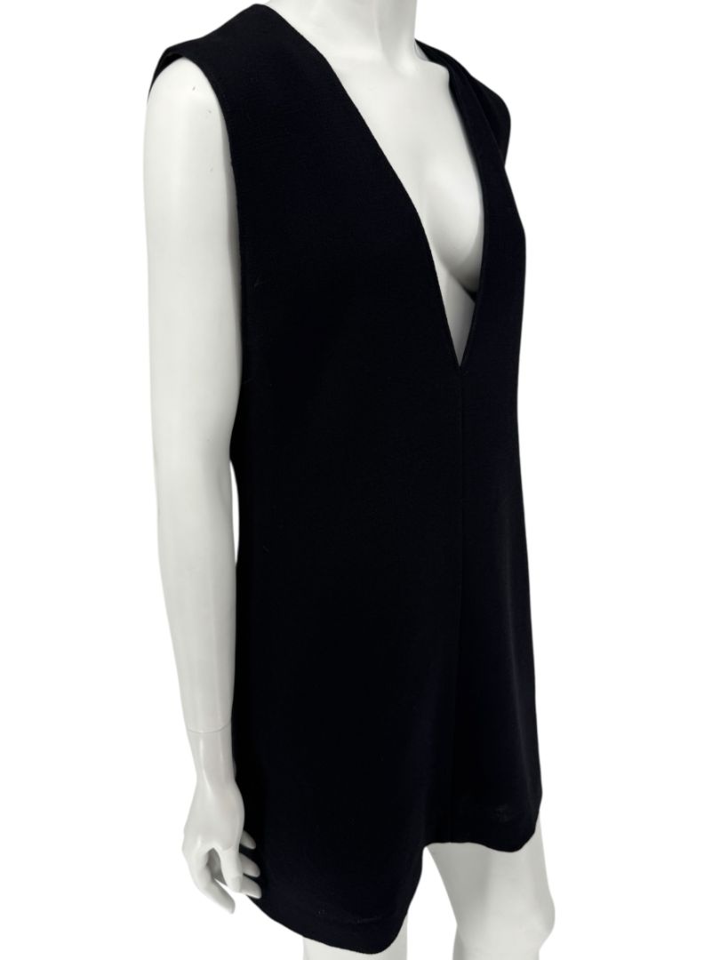 Lida Baday Black Wool Deep-V Mini Dress – Size 12