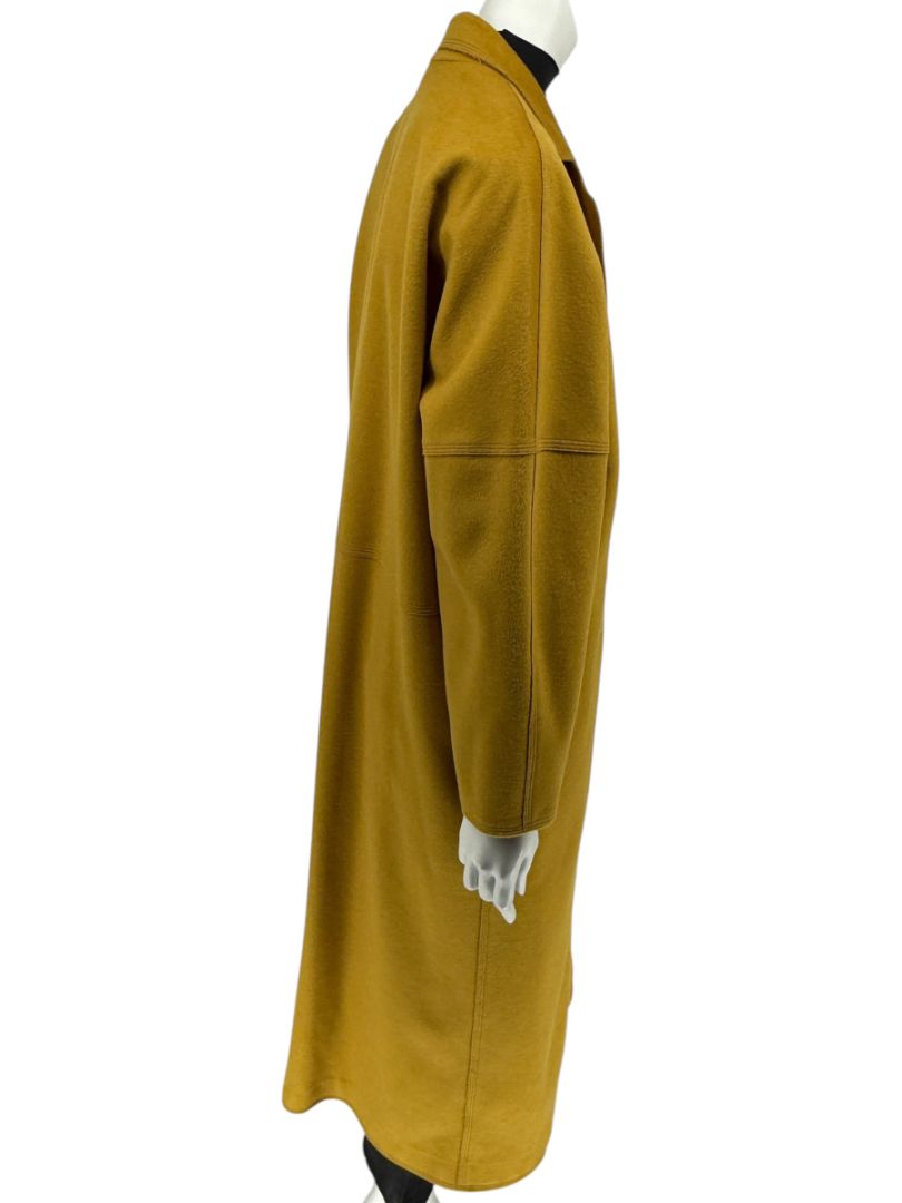Pamella Roland Mustard Wool Cape Style Coat with Gold Buttons – Large