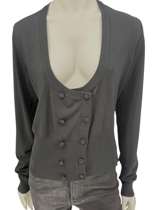 MaxMara Black Deep-V Cardigan – Size XL