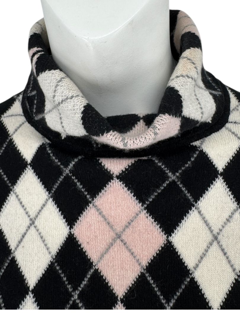 Pringle of Scotland 100% Cashmere Argyle Turtleneck Sweater – Size XL