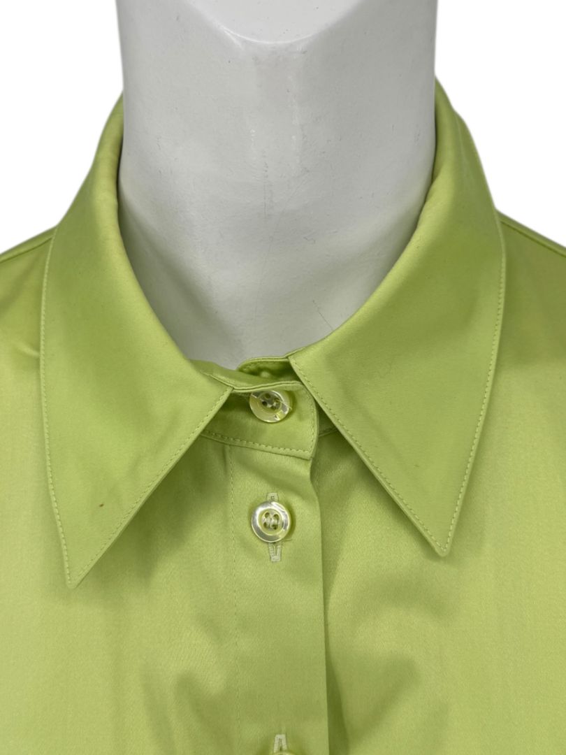 Escada Lime Green Cotton Blend Tailored Blouse – Size 42