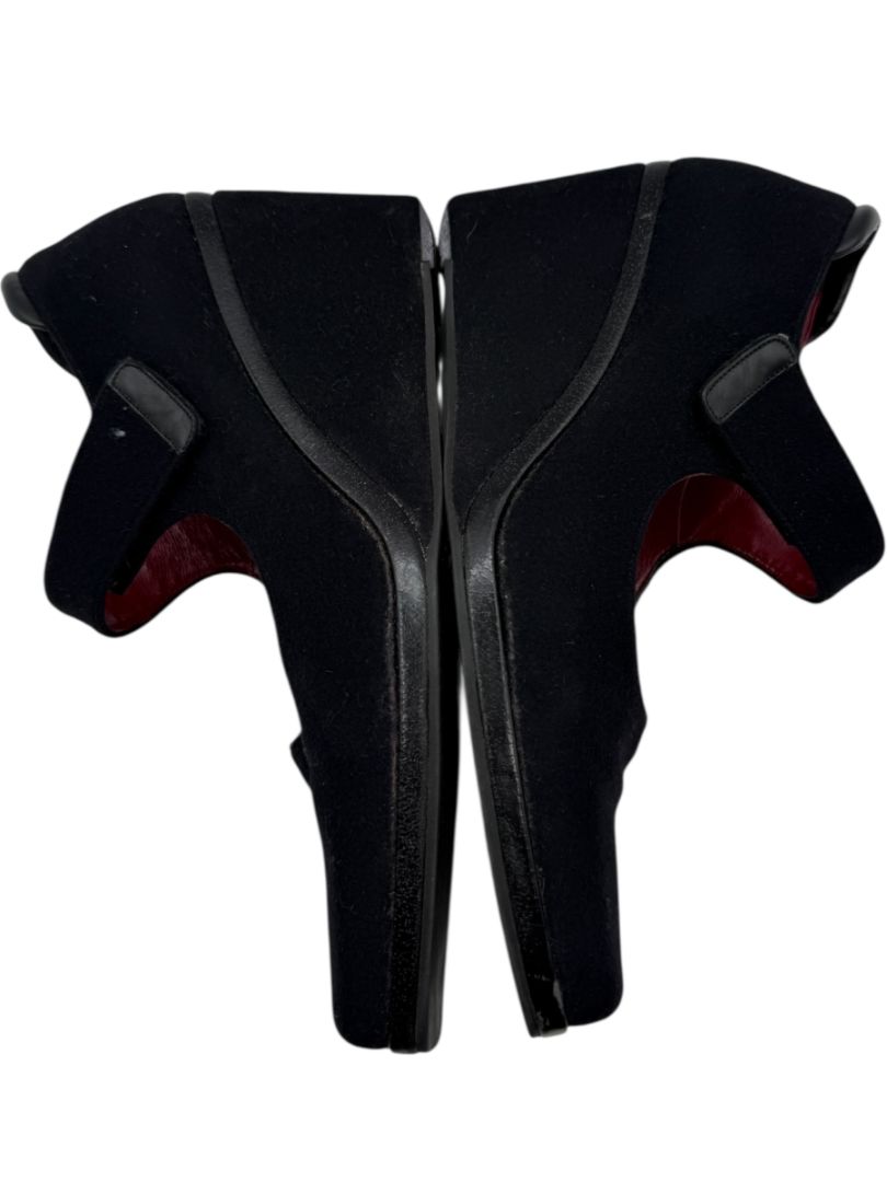 Donald J Pliner Black Stretch Fabric Mary Jane Wedge Shoes – Size 9.5