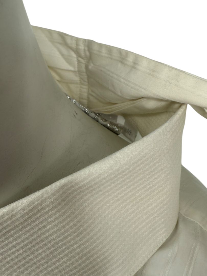 Zang Toi Ivory Striped Blouse with Detachable Neck Tie – Size 14