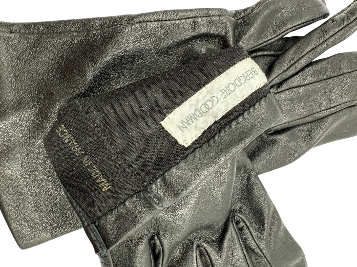 Bergdorf Goodman Women’s Black Leather Gloves – Size 7.5 – Made in France