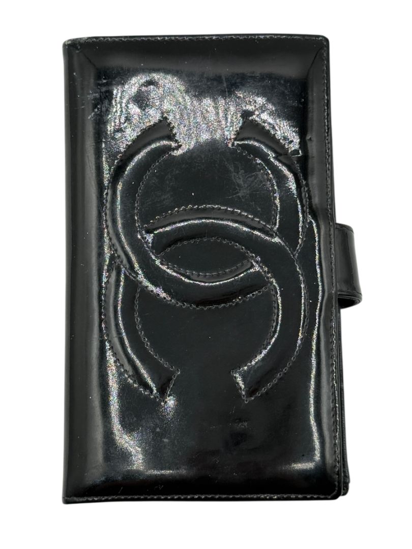 CHANEL Vintage Patent Leather CC Long Wallet – Black