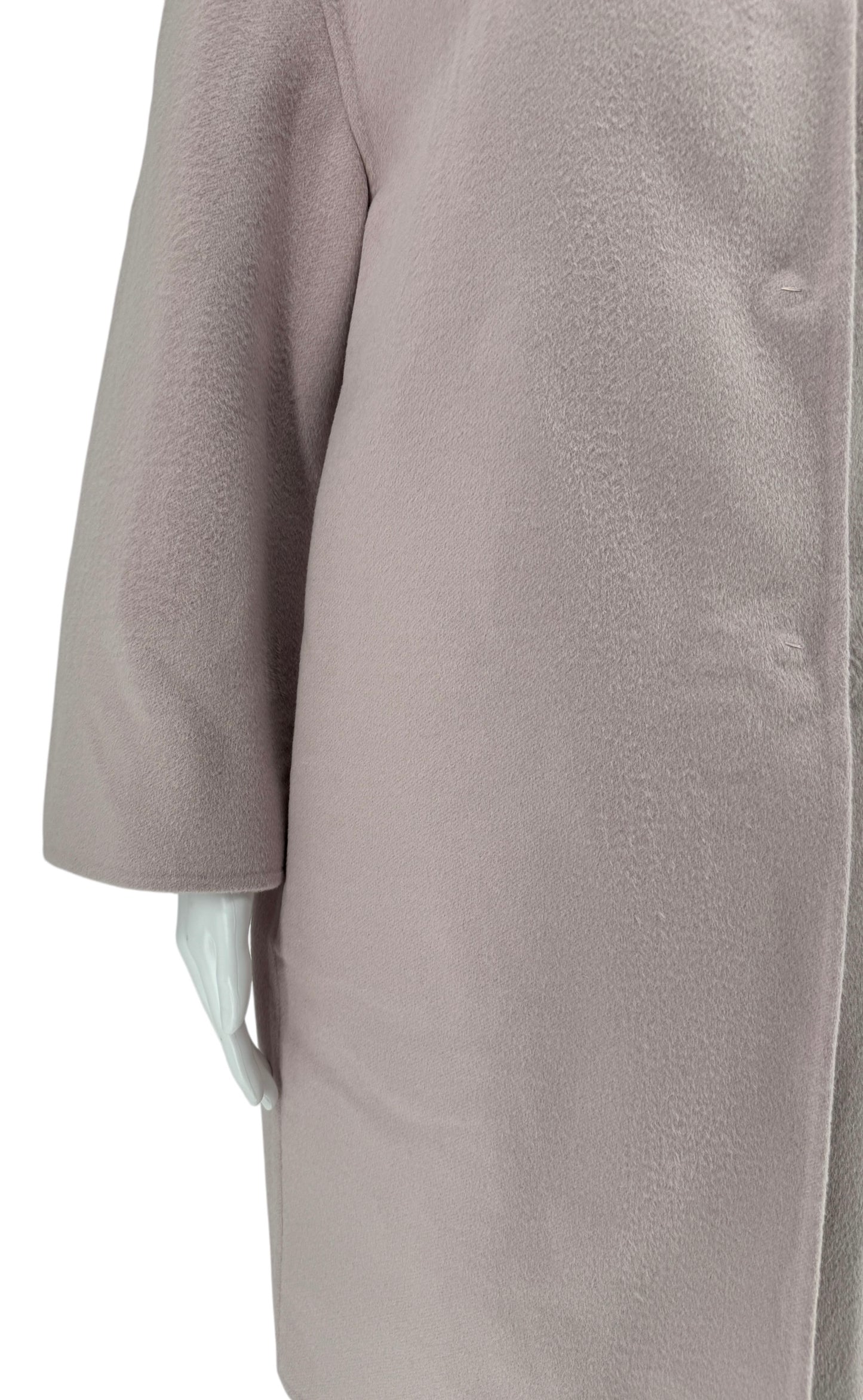 PRADA Collarless Coat Virgin Wool Angora Cashgora Pink Double-faced-Size 42