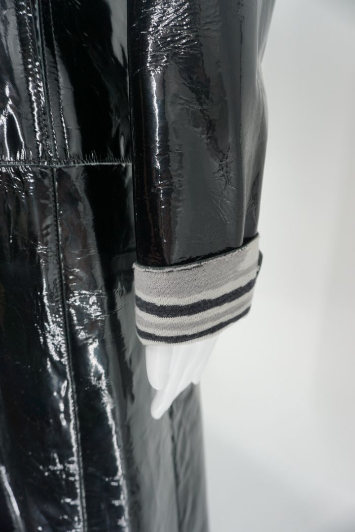 Missoni Black Patent Leather Trench Coat – Size 46