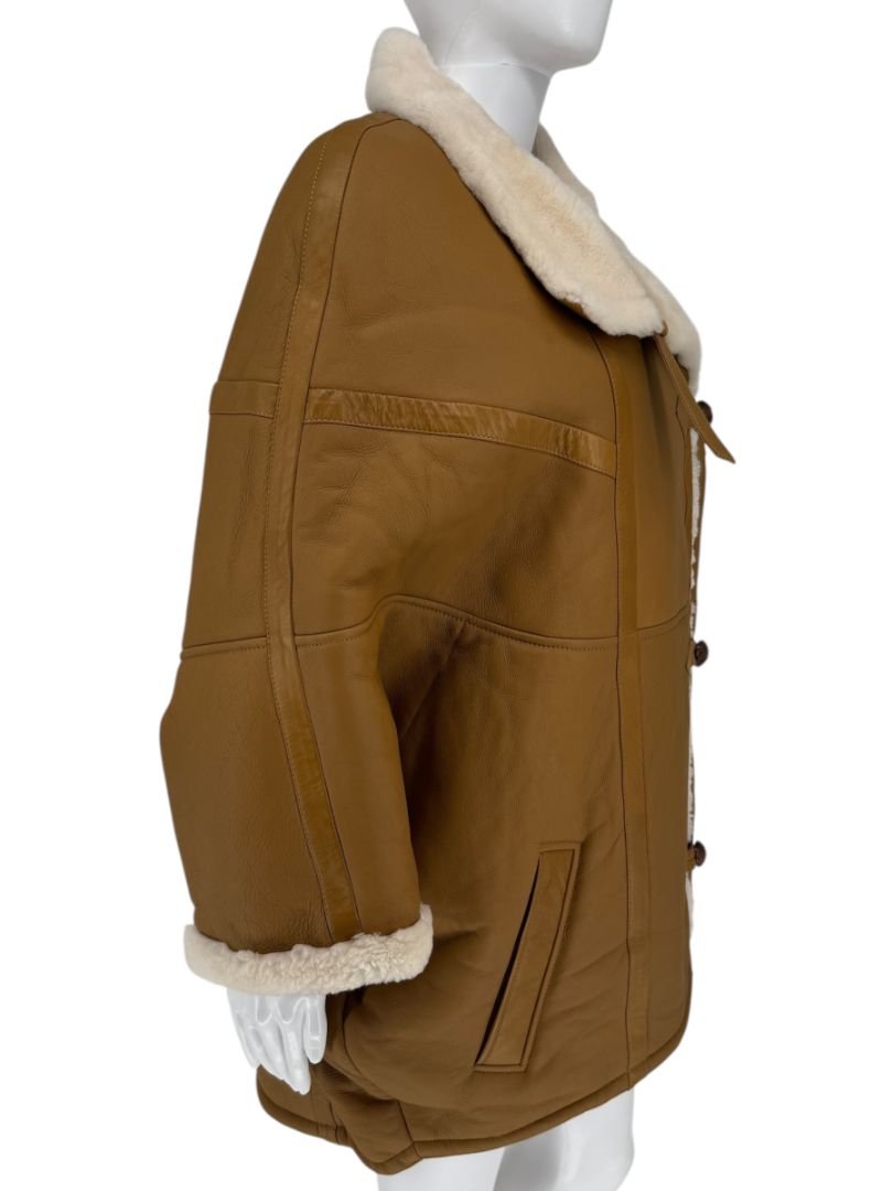Saint Laurent Oversized Shearling Toggle Coat - Size 8